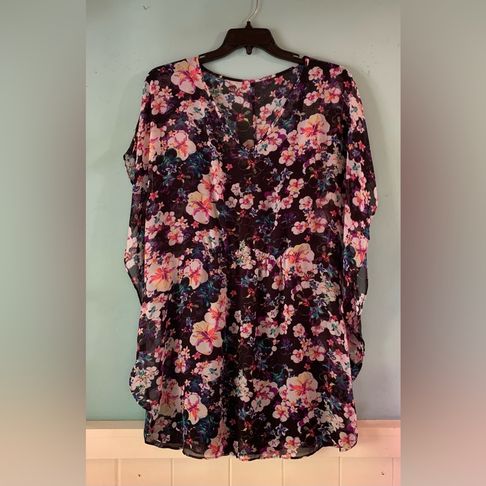 Express tropical print butterfly ladies sleeve top size L